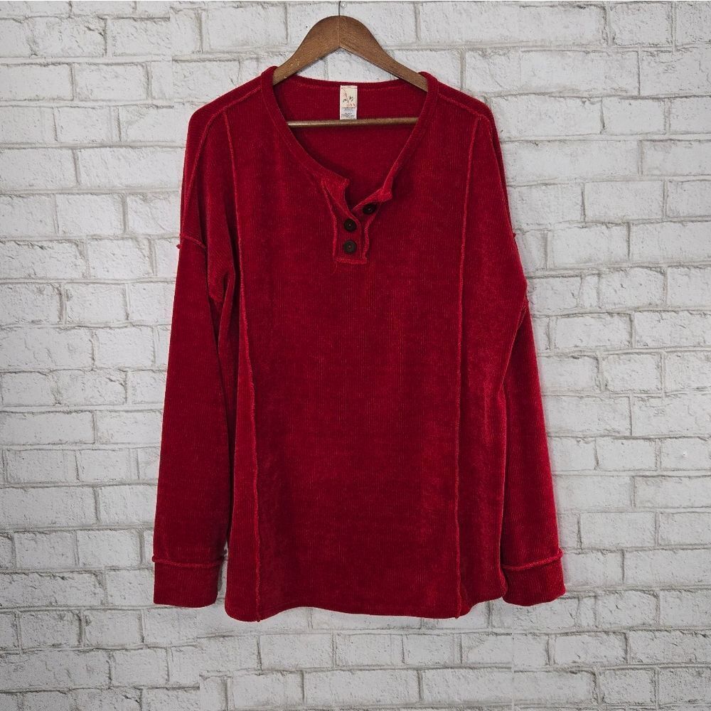 7th Ray red soft and cozy sweater